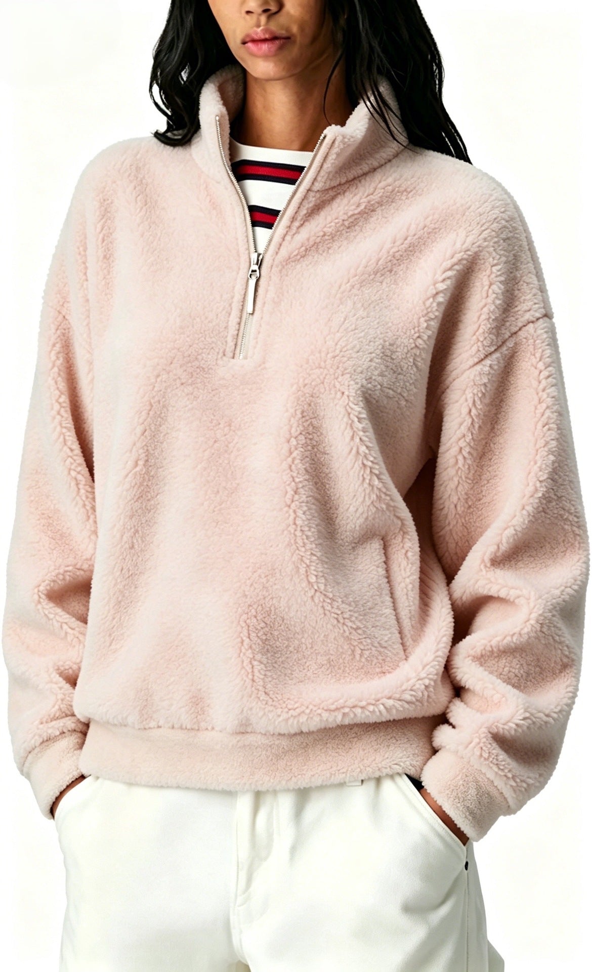 Solid-color Icelandic Fleece-lined Zip-up Hoodie