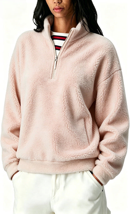 Solid-color Icelandic Fleece-lined Zip-up Hoodie