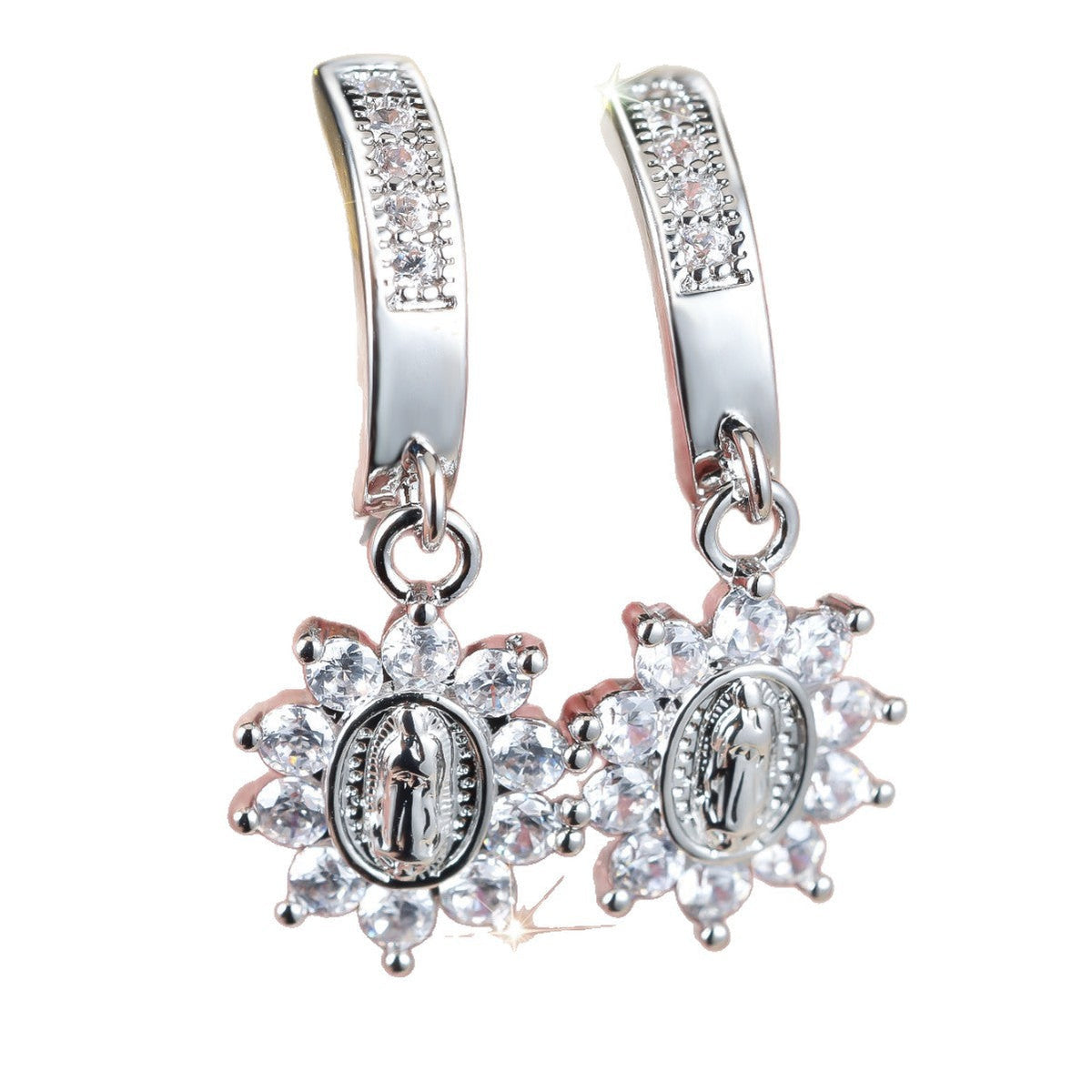 Western Light-luxury Virgin Mary Diamond-studded Earrings