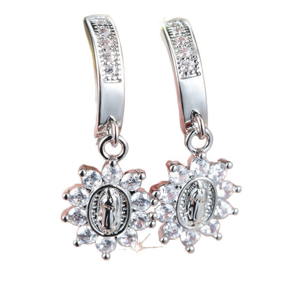 Western Light-luxury Virgin Mary Diamond-studded Earrings