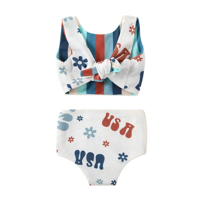 Silky Soft Fabric Lace-up Baby Swimsuit