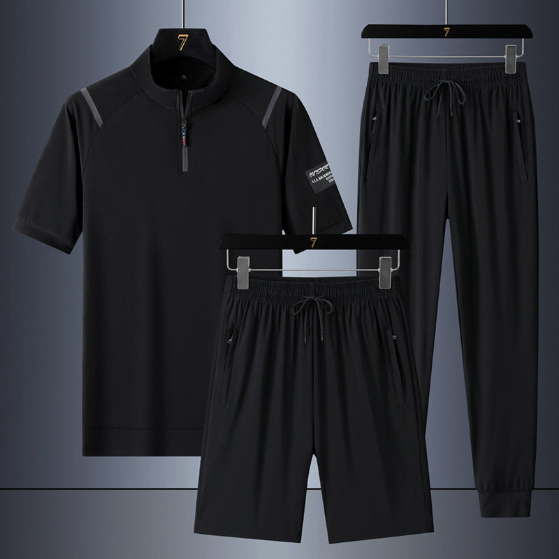 Casual Ice Silk Quick-drying Three-piece Suit For Men