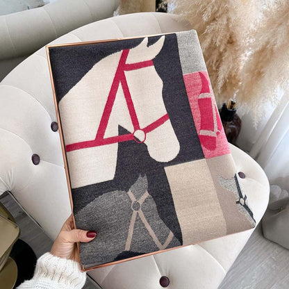 Women's Autumn Winter Color-Block Double-Faced Jacquard Scarf