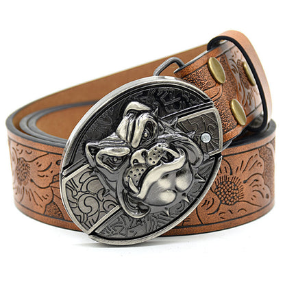 Personality Student Trendy Printing Engraving Smooth Buckle Knife Embossing Belt