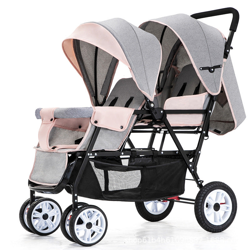 High-carbon Steel Lightweight Foldable Double Stroller