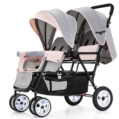 High-carbon Steel Lightweight Foldable Double Stroller