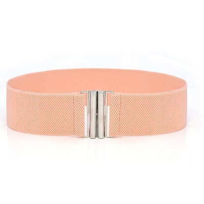 Elastic Elastic Silver Buckle Wide Belt Decorated Skirt Accessories