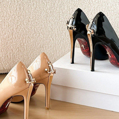 New Red Sole High Heels For Women, Niche Stiletto Sexy Elegant Pointed Toe Cutout Pumps