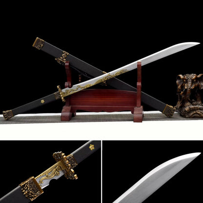 Tang Heng Dao & Xiu Chun Dao Integrated Manganese Steel Swords, Unsharpened For Decoration Not For Actual Combat