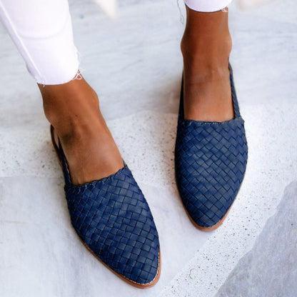 Pointed-toe Closed-toe Strap Flat-sole Sandals