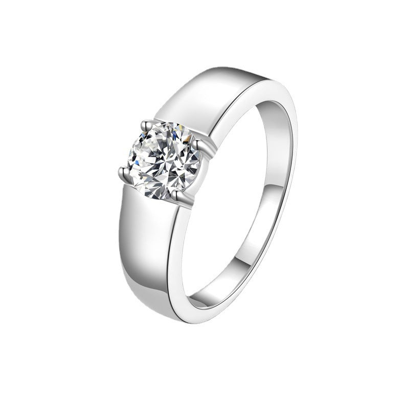 Sterling Silver Moissanite Ring Temperament Adjustable Opening