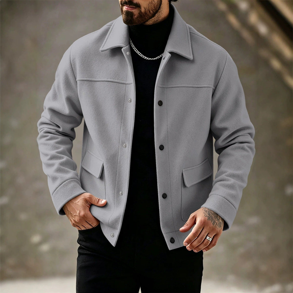 Men's Fashionable Wool Jacket Coat