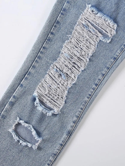 Distressed Raw Hem Jeans