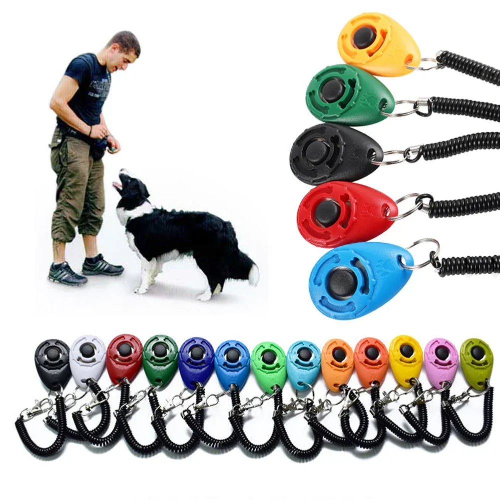 Dog Training Clicker Pet Cat Plastic New Dogs Click Trainer Aid Tools Adjustable Wrist Strap Sound Key Chain Dog Supplies - velouriva