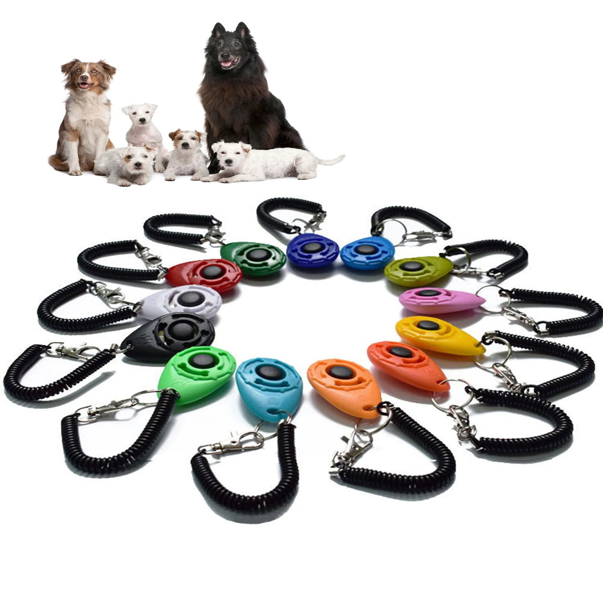 Dog Training Clicker Pet Cat Plastic New Dogs Click Trainer Aid Tools Adjustable Wrist Strap Sound Key Chain Dog Supplies - velouriva