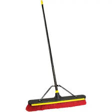 QUICKIE Jobsite Broom Soft/Stiff Combo 24" X 63" Red & Black 635SU