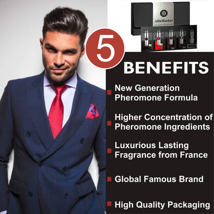 Pheromone Cologne for Men 5 Male Pheromone Perfumes x 2ml Pheromone Perfume Set Great Holiday Gift