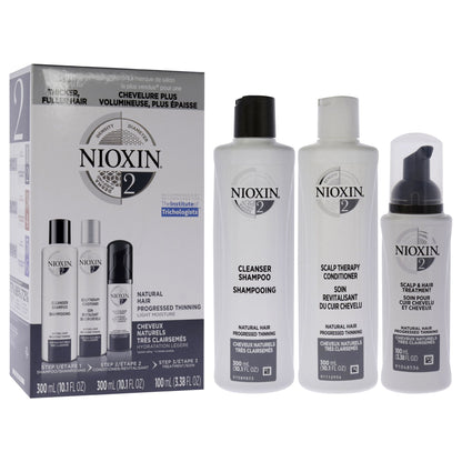 System 2 Kit by Nioxin for Unisex - 3 Pc 10.1oz Cleanser Shampoo, 10.1 oz Scalp Therapy Conditioner, 3.38oz Scalp and Hair Treatment