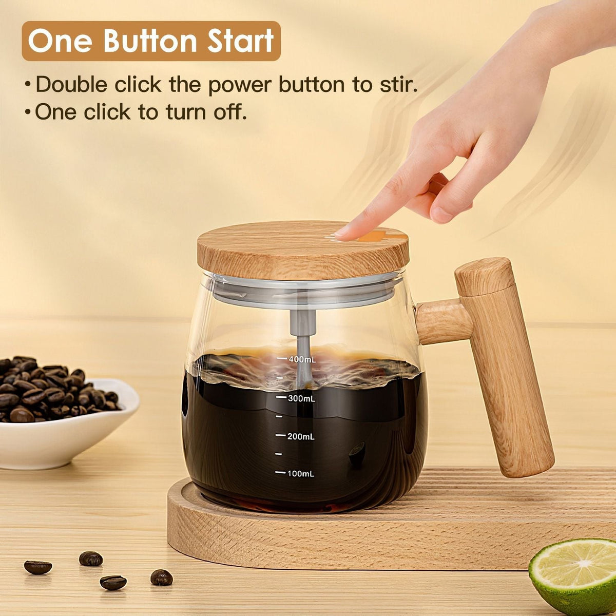 Electric Mixing Mug 400ML High Speed Mixing Cup USB Rechargeable Self String Mug with Warming Pad for Coffee Milk Protein Powder Egg