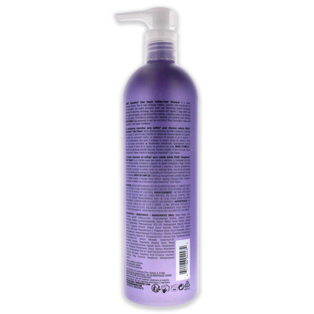 Deepshine Color Repair Sulfate-Free Shampoo by Rusk for Unisex - 25 oz Shampoo
