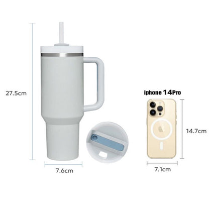 30OZ Straw Coffee Insulation Cup With Handle Portable Car Stainless Steel Water Bottle LargeCapacity Travel B PA F ree Thermal Mug