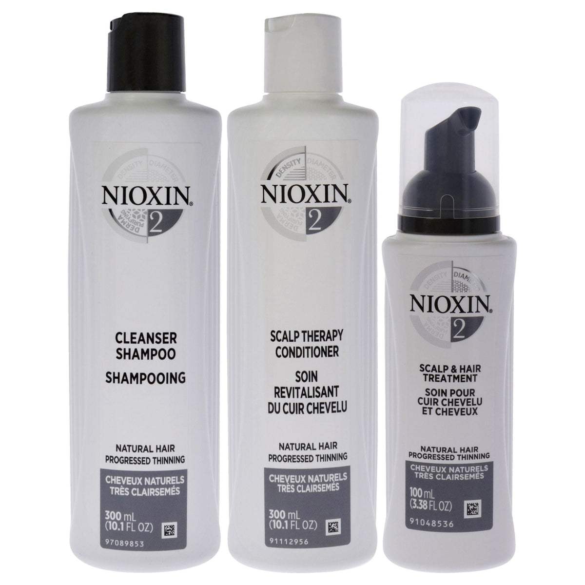 System 2 Kit by Nioxin for Unisex - 3 Pc 10.1oz Cleanser Shampoo, 10.1 oz Scalp Therapy Conditioner, 3.38oz Scalp and Hair Treatment