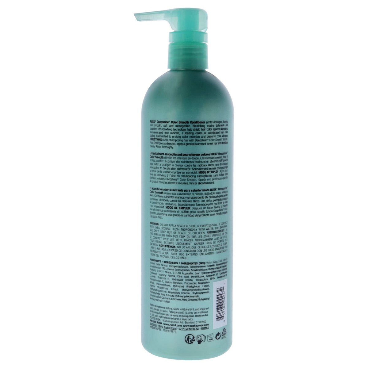 Deepshine Color Smooth Conditioner by Rusk for Unisex - 25 oz Conditioner