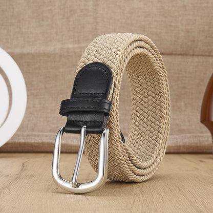 New Men's And Women's Woven Belt Elastic Stretch Punch-free