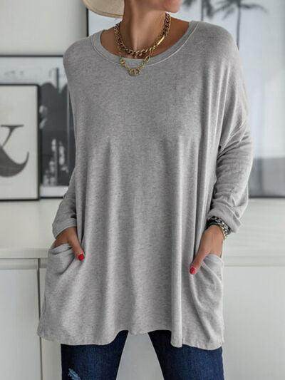 Full Size Round Neck Long Sleeve T-Shirt for Women