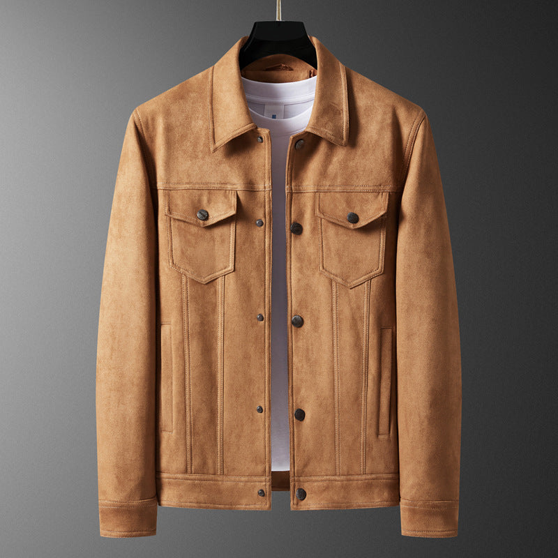 Fashion Retro Trend Slim Fit Handsome Casual Turn-down Collar Coat Men