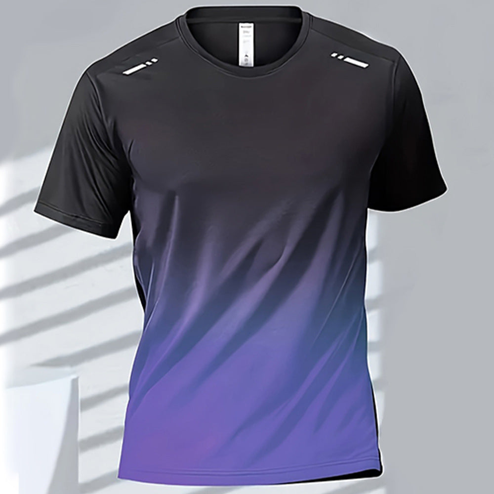Trendy Sportswear With A Gradient Print And Short Sleeves For Men