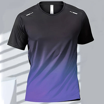 Trendy Sportswear With A Gradient Print And Short Sleeves For Men