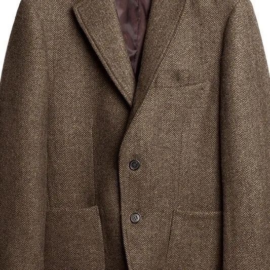 Retro Wool British Tweed Slim-Fit Casual Blazer