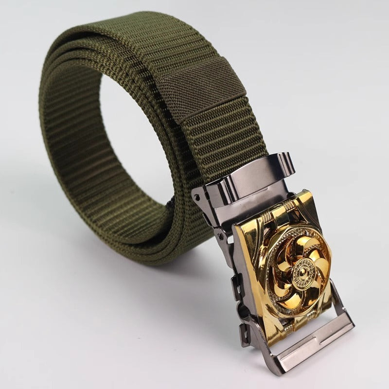 Men's Canvas Smooth Buckle Nylon Pant Belt