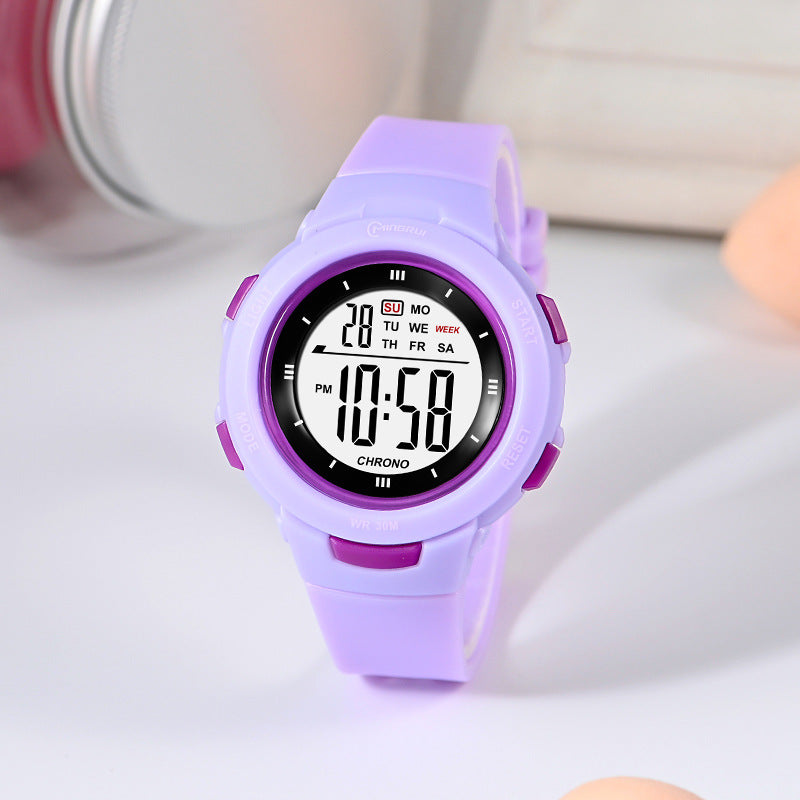 Fashion Pin Buckle Luminous Waterproof PU Strap Student Electronic Watch