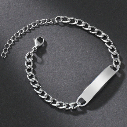 Unisex Stainless Steel ID Curb Chain Bracelet