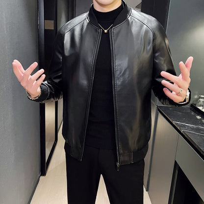 Men's Slim Fit Trendy Handsome Washed Leather Jacket