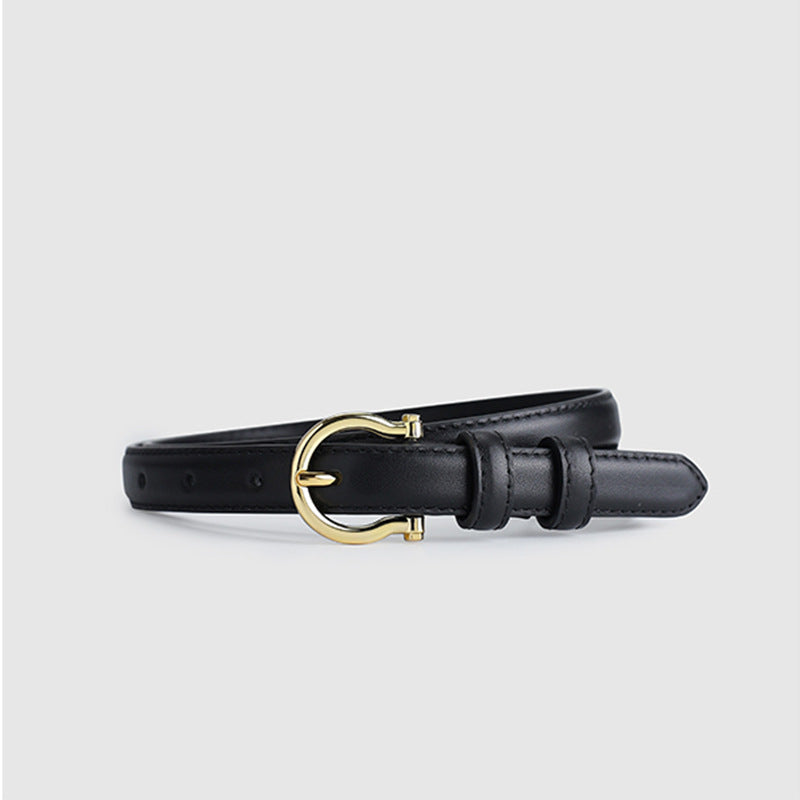 French Gold Buckle Genuine Leather Belt Women