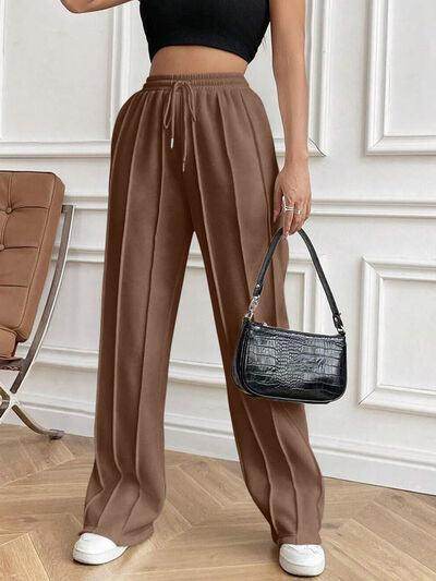 Drawstring Elastic Waist Pants with Pockets for Women
