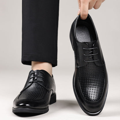 Leather Dress Shoes For Commuting With A Non-slip Round Toe