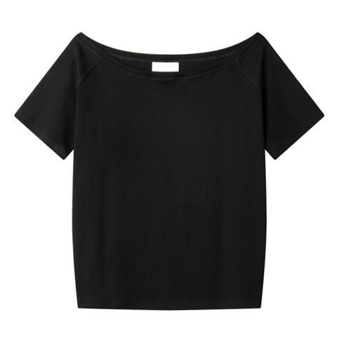 High-end Loose Oblique Shoulder Tops Short Sleeve Women