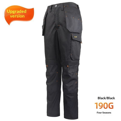 Abrasion-resistant, Multi-pocket Loose-fit Work Pants With Reflective Strips For Electricians And Mechanics