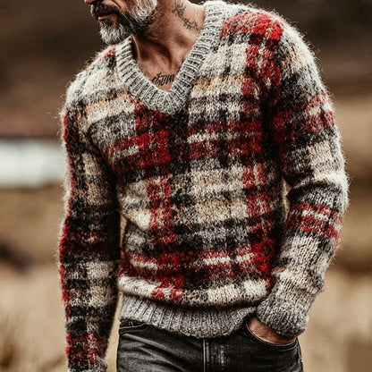 Retro Plaid Sporty-Casual Knitted Sweater For Men