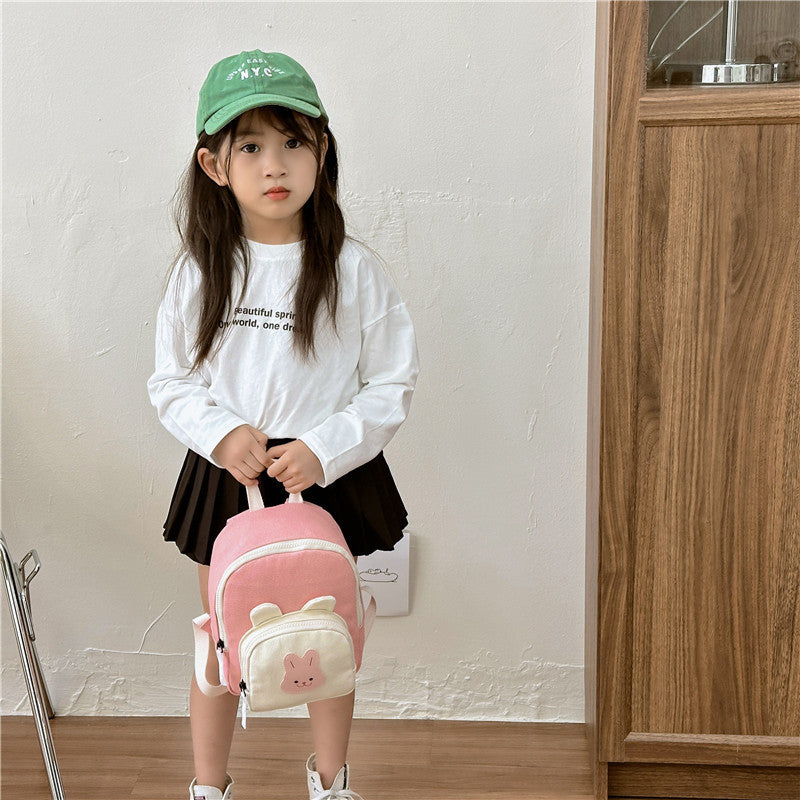 Children Backpack Cartoon Bunny Girls Color Matching Shoulders
