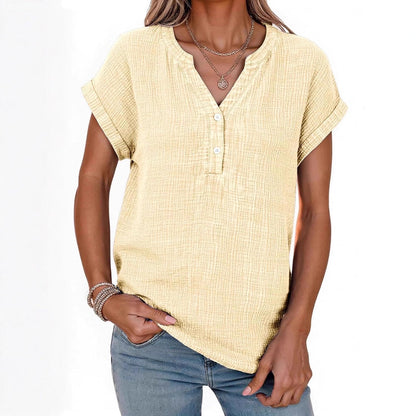 Women's Casual Button-up Short-sleeve Top