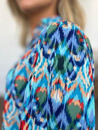 Double Take Full Size Printed Balloon Sleeve Blouse for Women