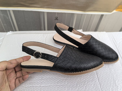 Pointed-toe Closed-toe Strap Flat-sole Sandals