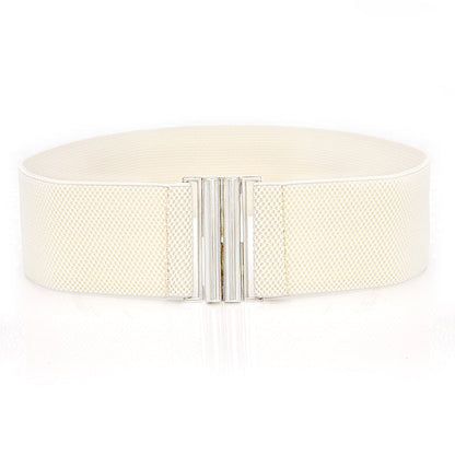Elastic Elastic Silver Buckle Wide Belt Decorated Skirt Accessories