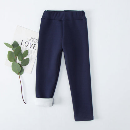 Fleece-lined Extra-thick Casual Pants For Kids