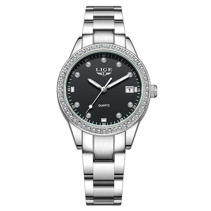 Fashion Girl Quartz Watch Diamond-encrusted Multifunctional Waterproof Luminous